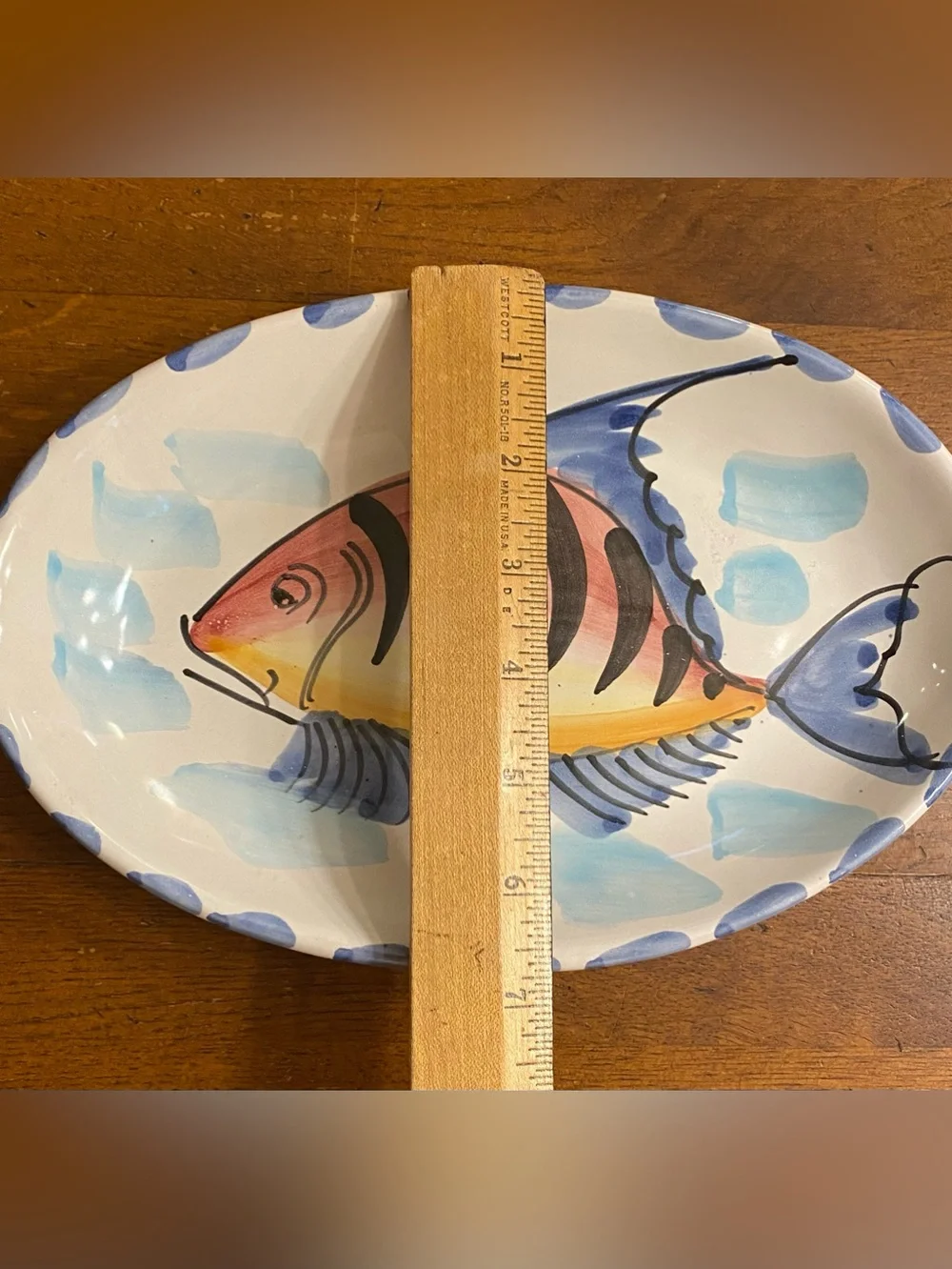 VTG Vietri Italy Al Mare Fish Serving Platter Dish Tray Hand Painted 10”